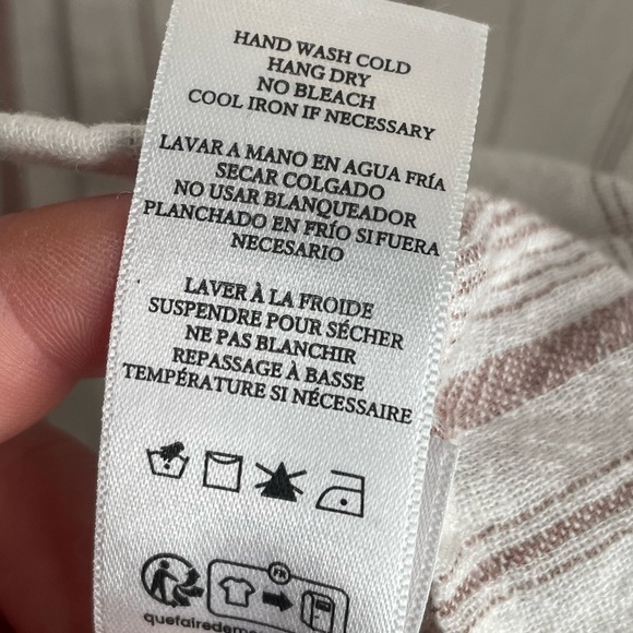 Rails Charli Reims Stripe Linen Blend Button Up Top Coastal in Brown/Cream XL - Picture 15 of 16